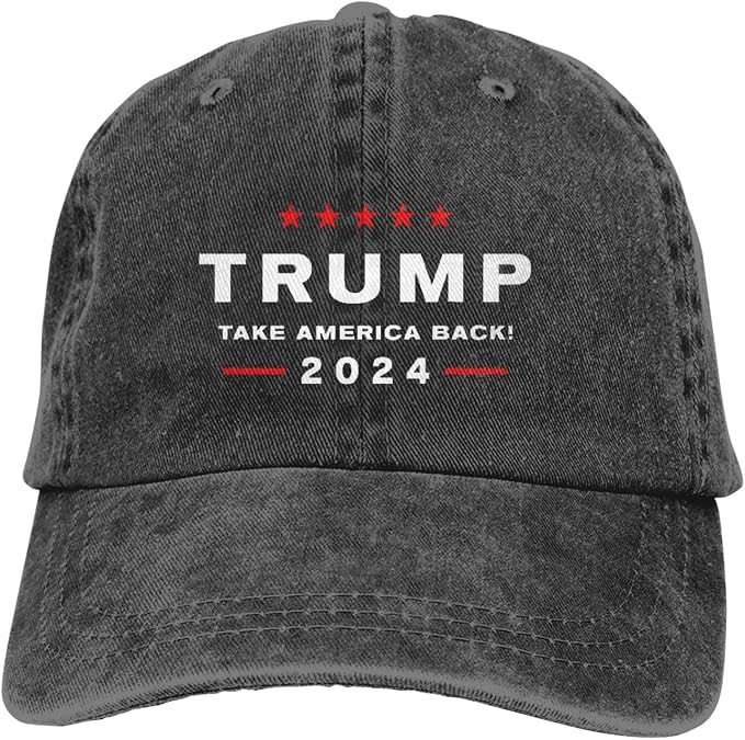 uqdghttrump2024takeamericaback中性成人棒球牛仔帽可水洗黑色